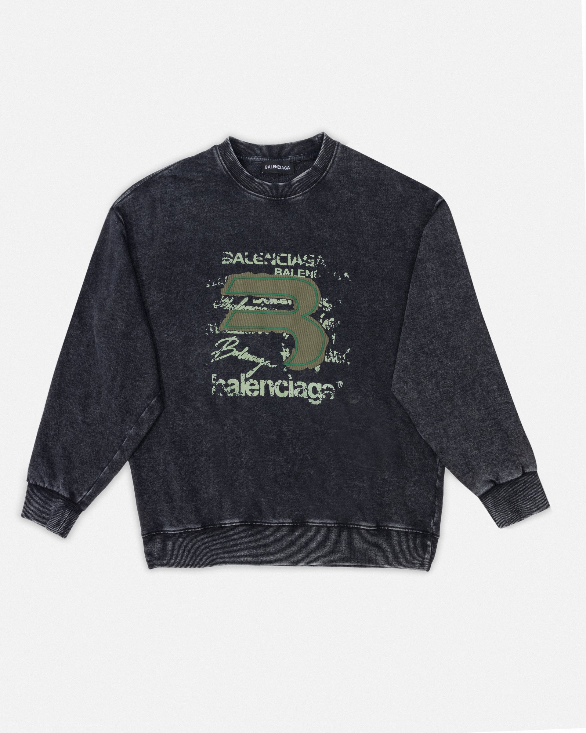 BALENCIAGA Washed Gray Crew-neck sweatshirt