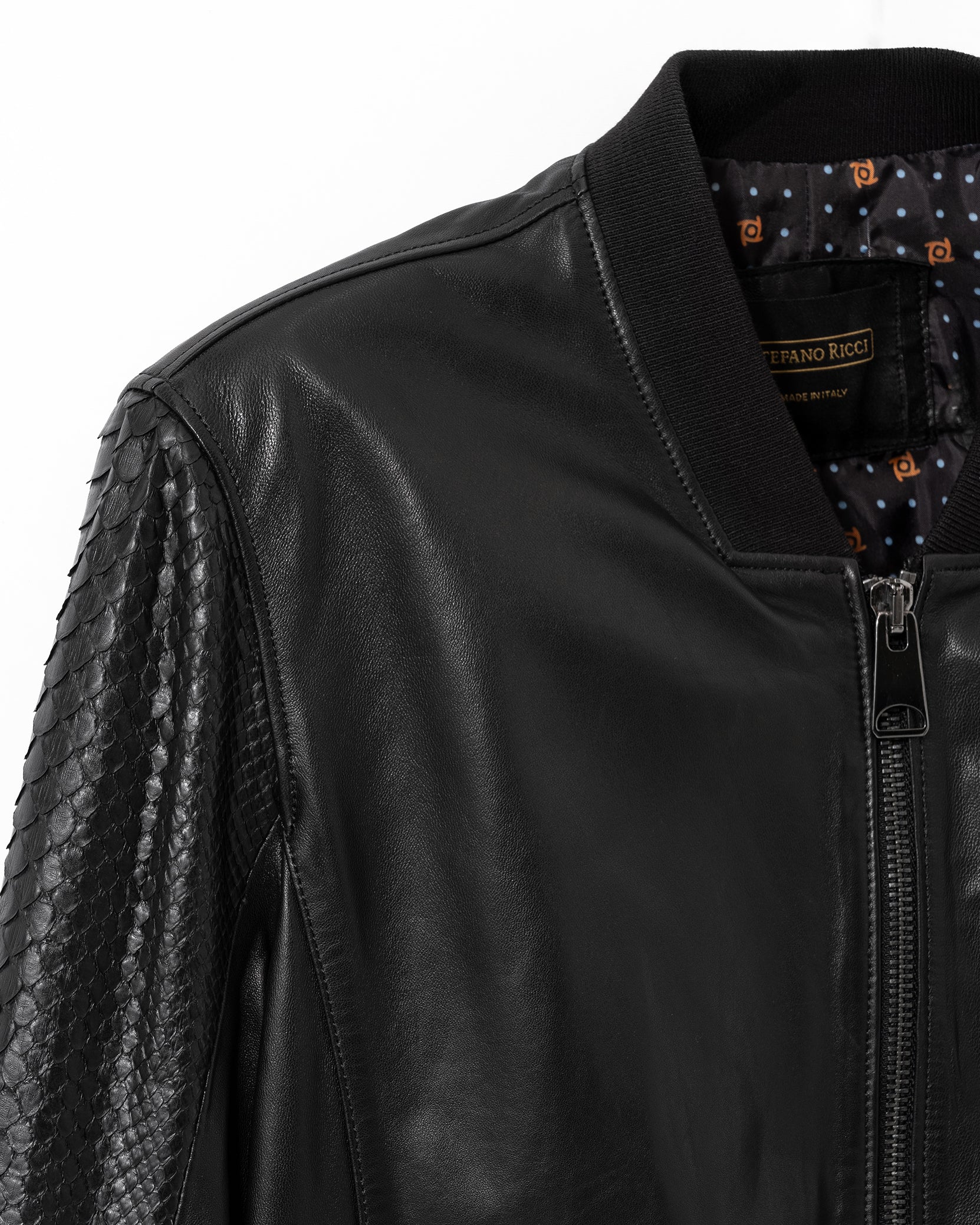 Stefano Ricci Jacket Full-Grain Leather Combination with python Leather