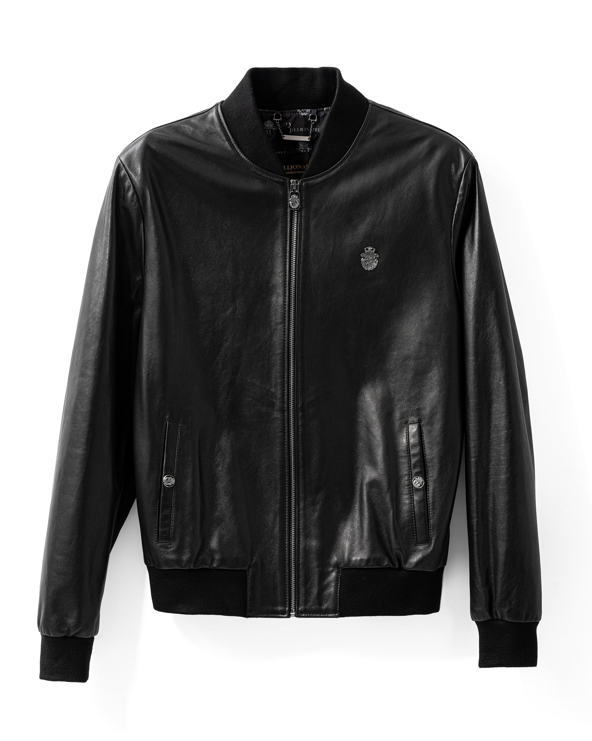 Billionaire Genuine Leather Real Black Men's Bomber Jacket