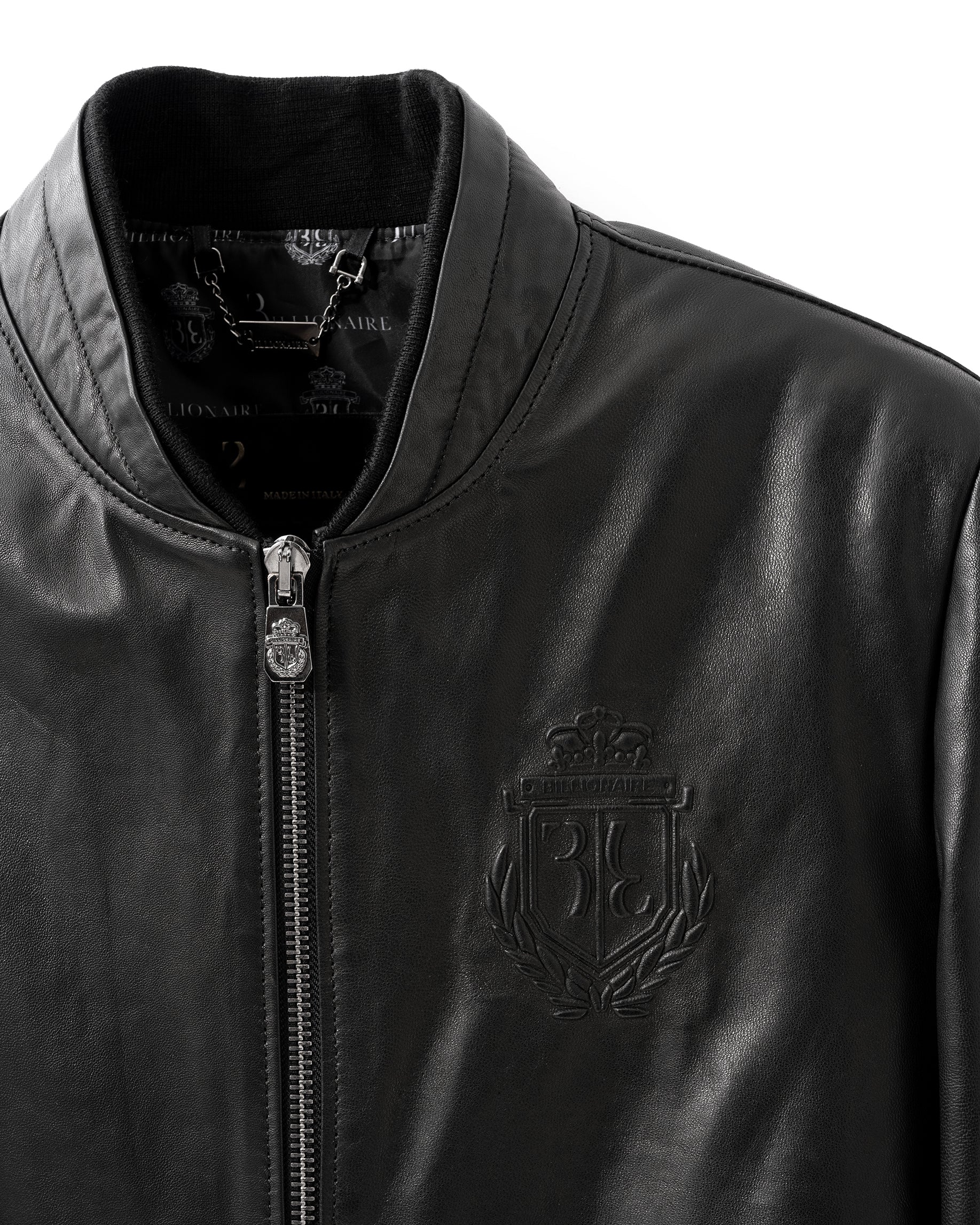 Billionaire Genuine Leather Real Black Men's Bomber Jacket