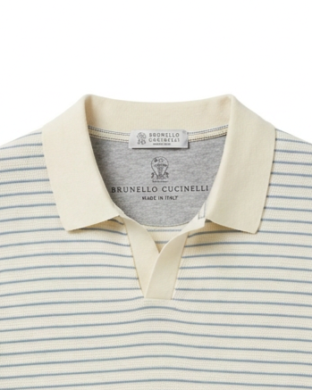 Brunello Cucinelli - Men's Striped Knit Polo Shirt