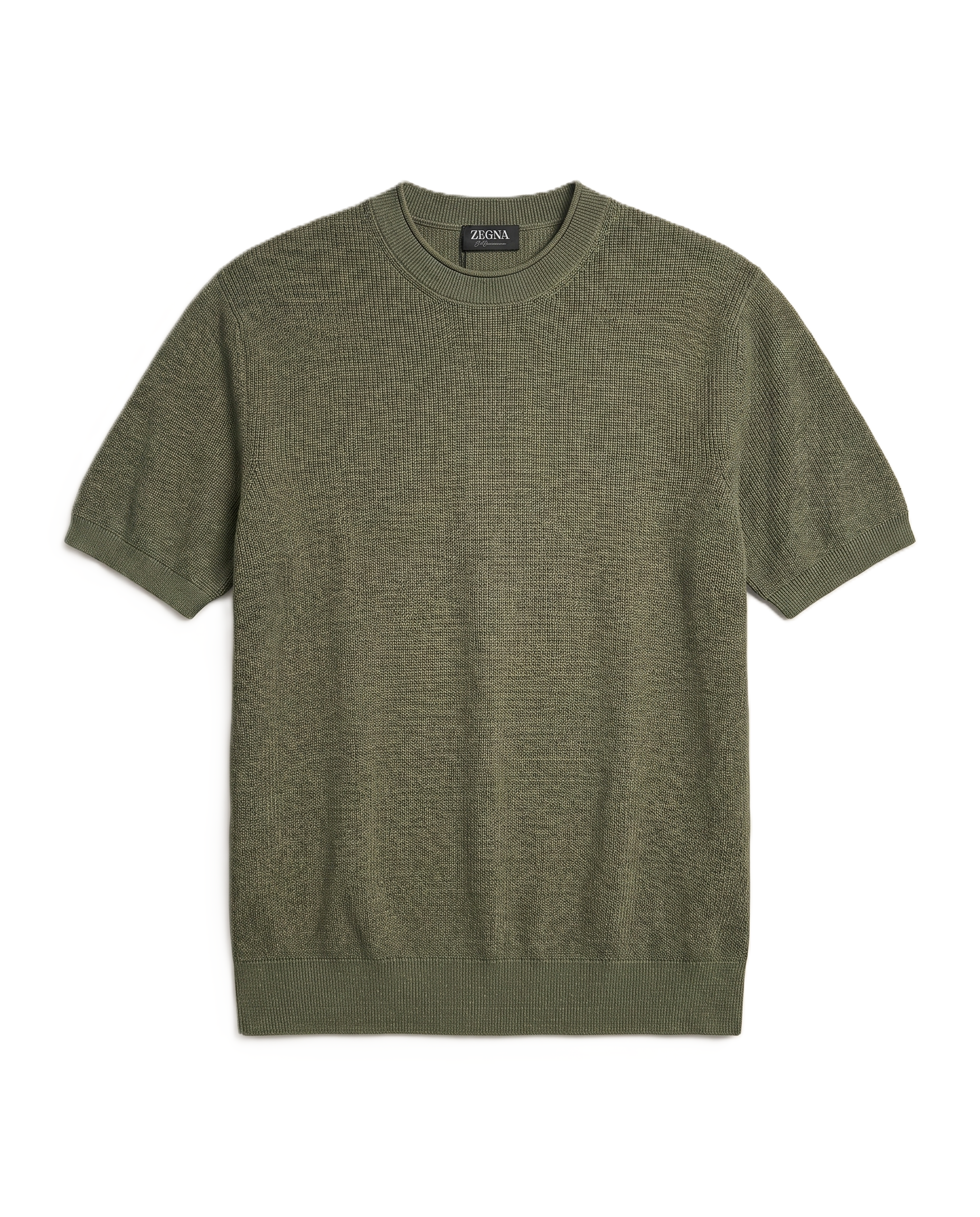 Zegna - Olive Green Knit Crewneck T-Shirt