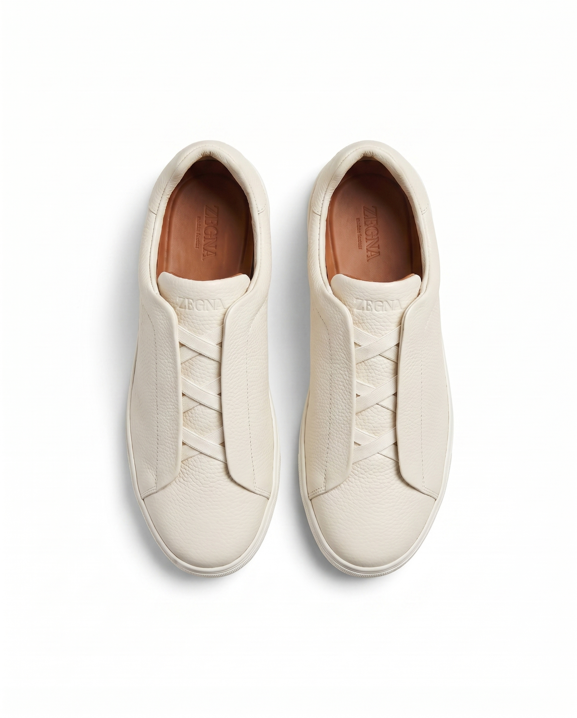 Zegna - Off-White Leather Low-Top Sneakers