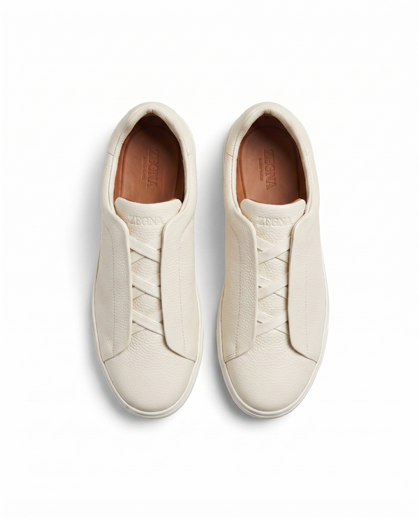Zegna - Off-White Leather Low-Top Sneakers