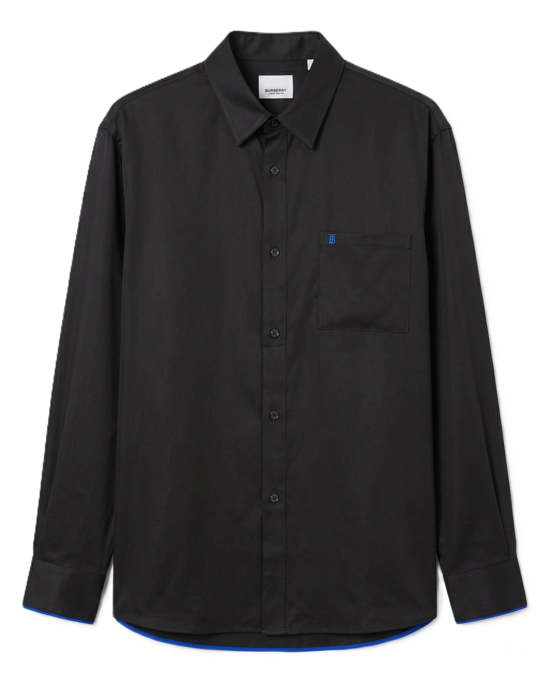Burberry - Black Long Sleeve Shirt w/ Blue Cuffs