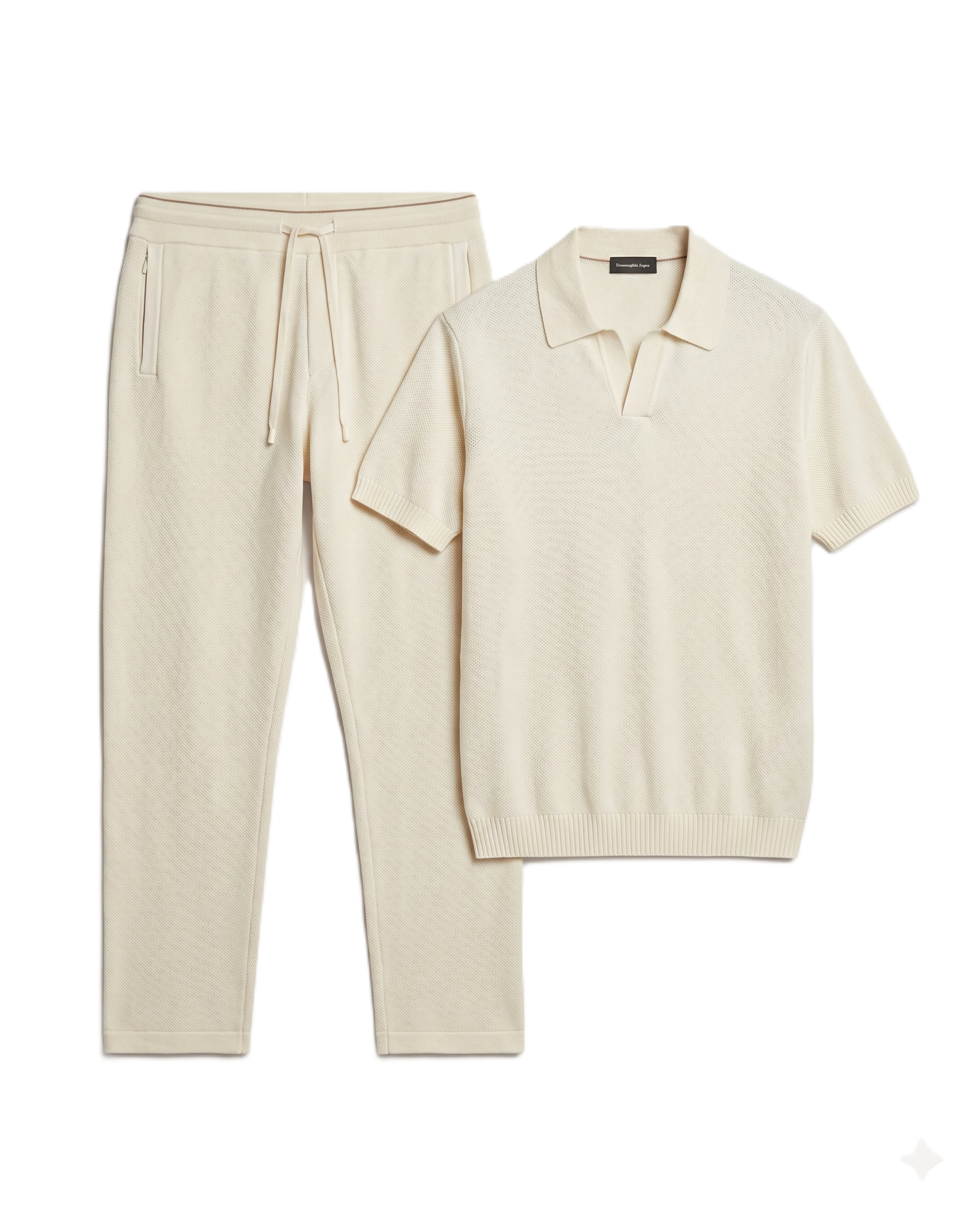 Zegna - Textured Knit Polo and Trouser Set - Sand
