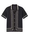 Bzze - Hand-Crochet Knit Polo Shirt - Black & Cream