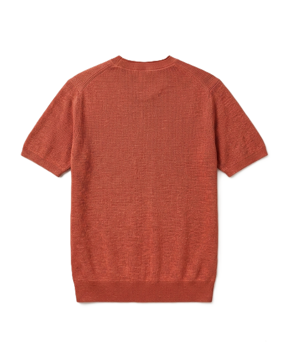Zegna - Premium Textured Knit T-Shirt - Burnt Orange