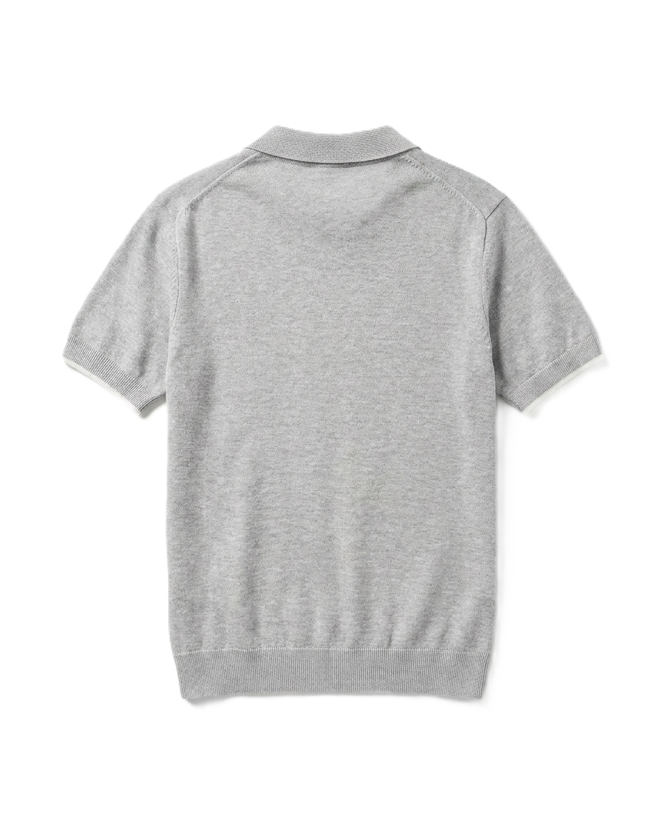 Berluti - Grey Knitted Polo Shirt with V-Neck