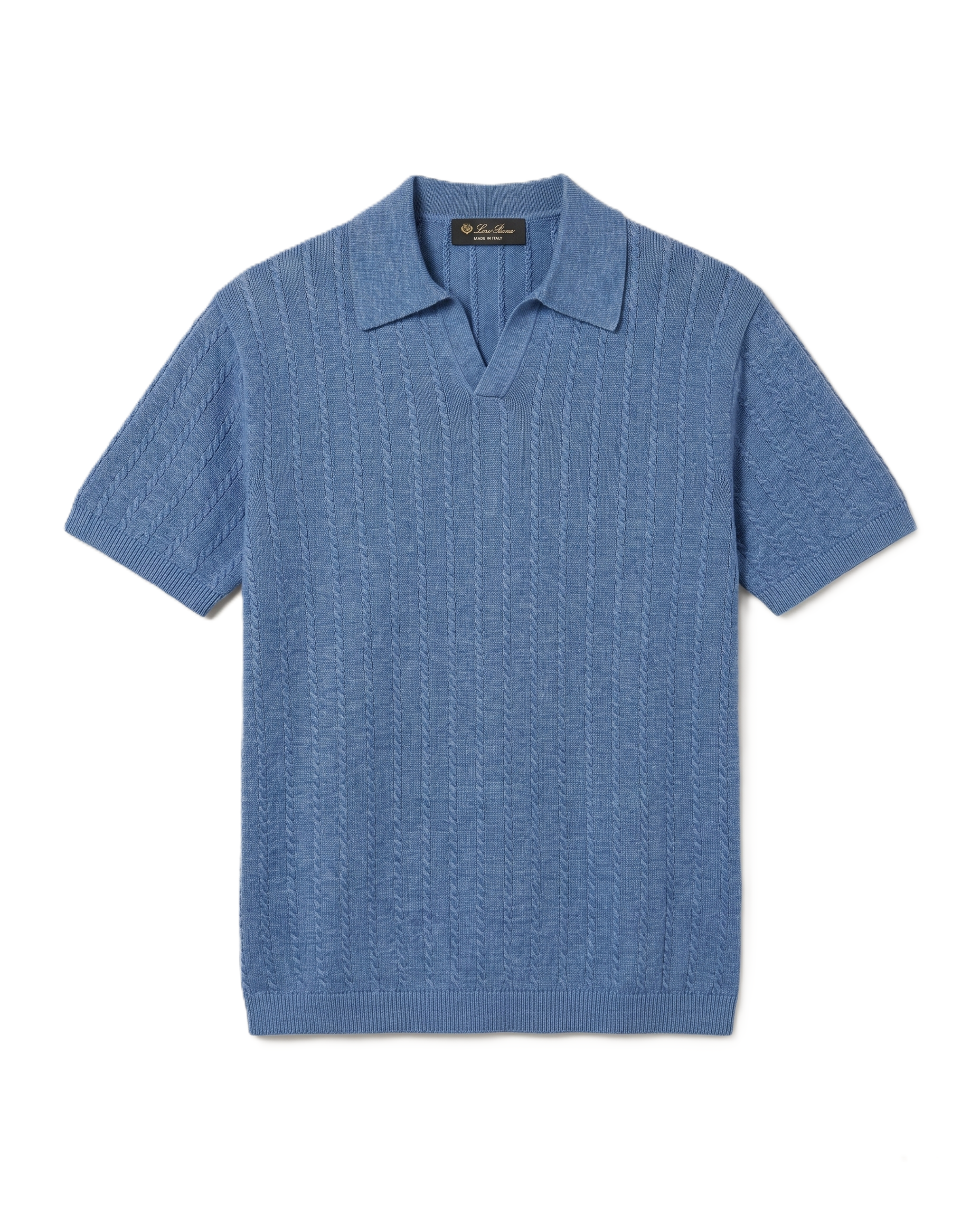 Loro Piana - Knit Short Sleeve Polo in Light Blue