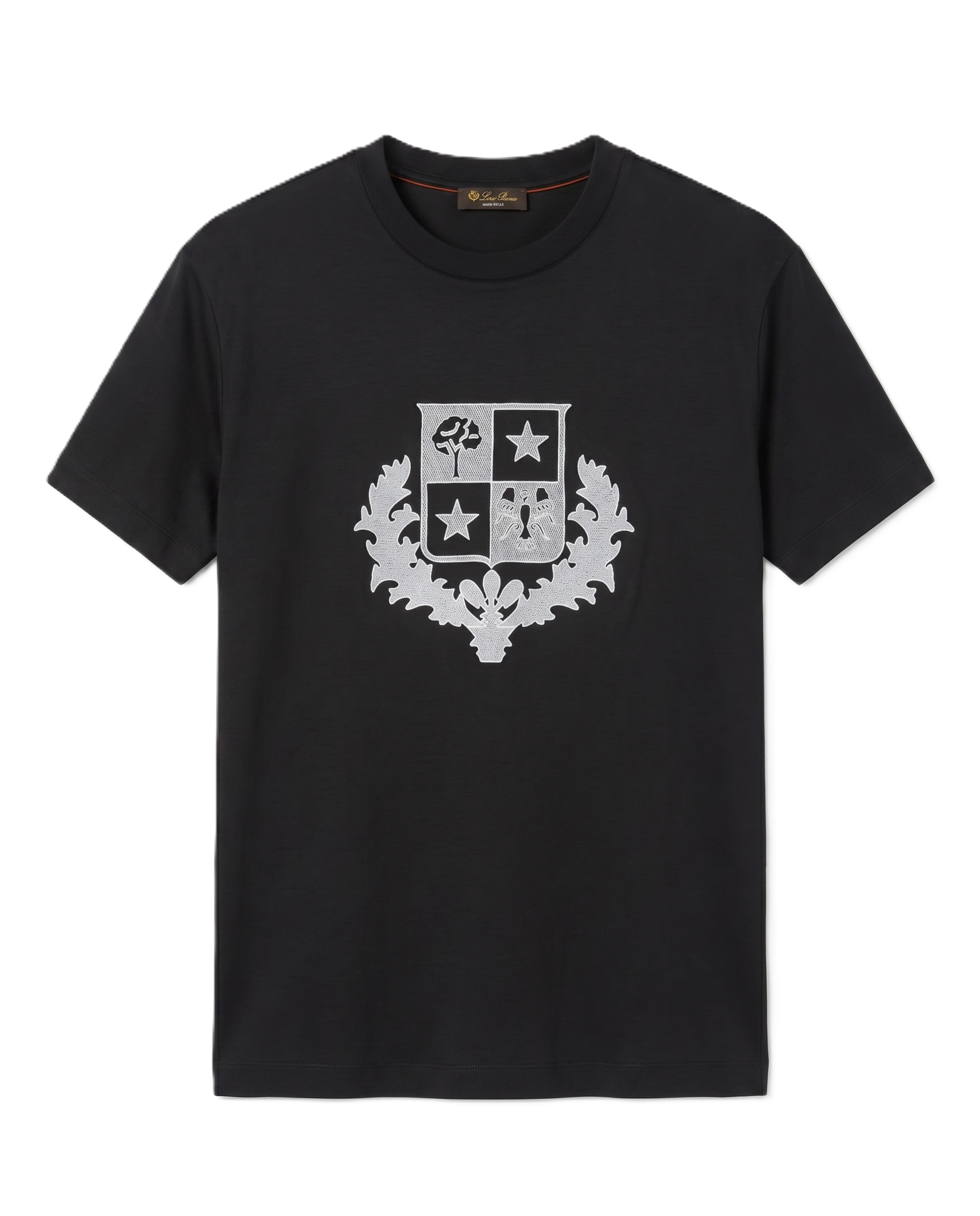 Loro Piana - Crest Embroidered Cotton T-Shirt - Black