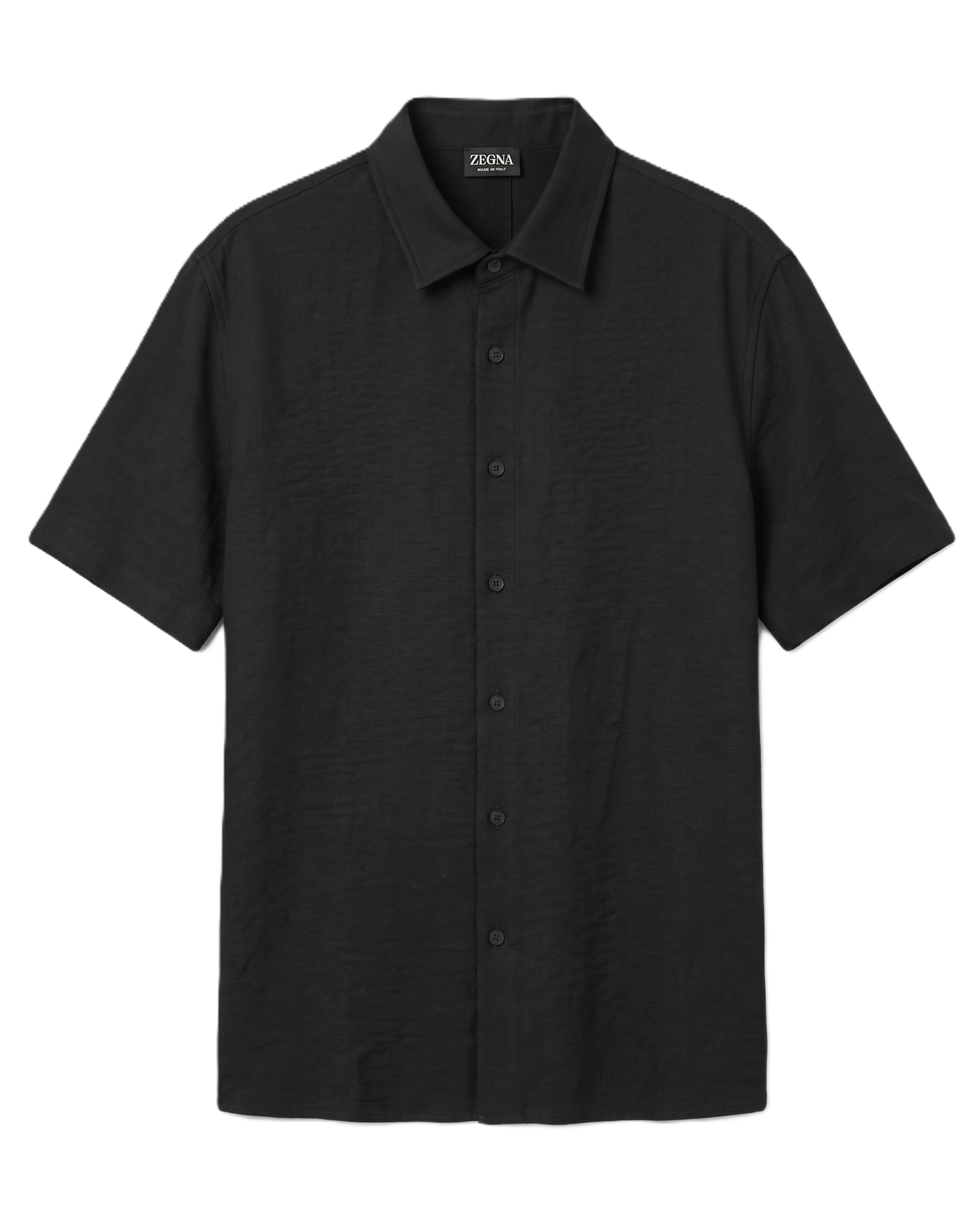 Zegna - Textured Short-Sleeve Shirt  - Black