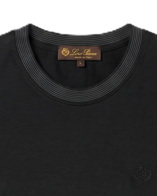 Loro Piana - Striped-Collar T-Shirt - Black