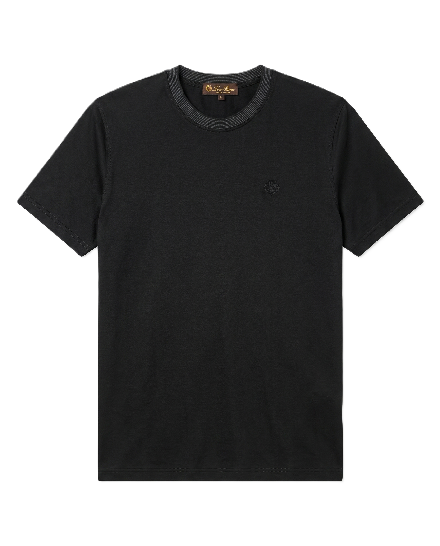 Loro Piana - Striped-Collar T-Shirt - Black