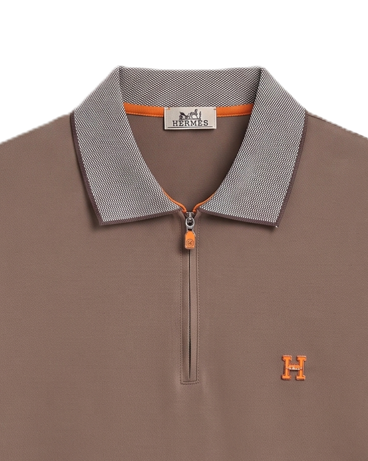 Hermès - Half-Zip Polo T-Shirt - Brown