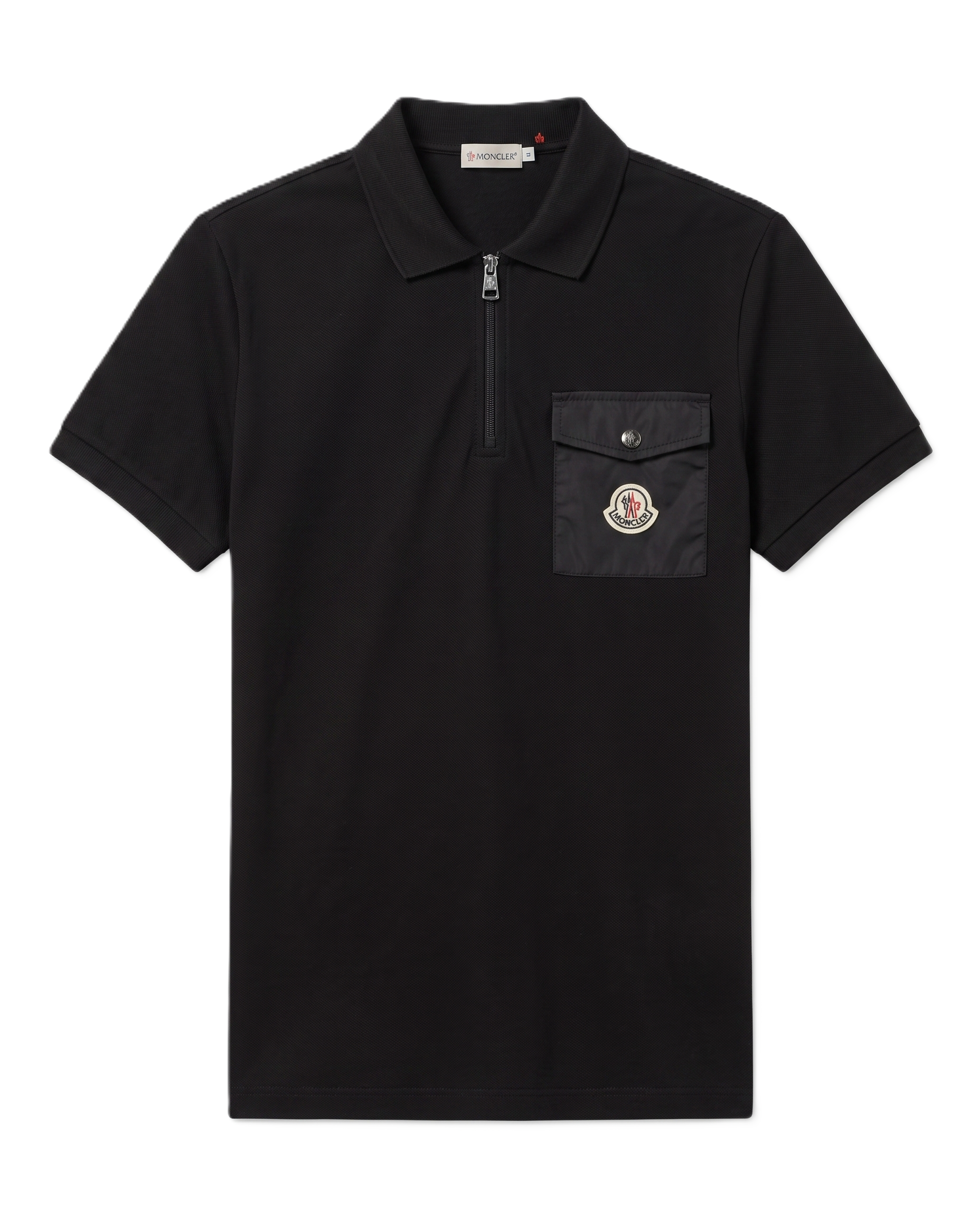 Moncler - Quarter-Zip Polo T-Shirt - Black