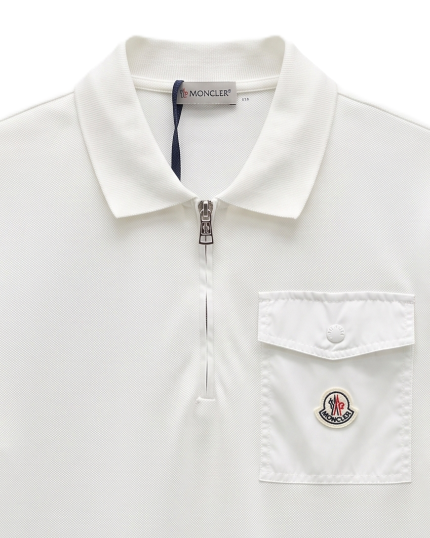 Moncler - Quarter-Zip Polo T-Shirt - White