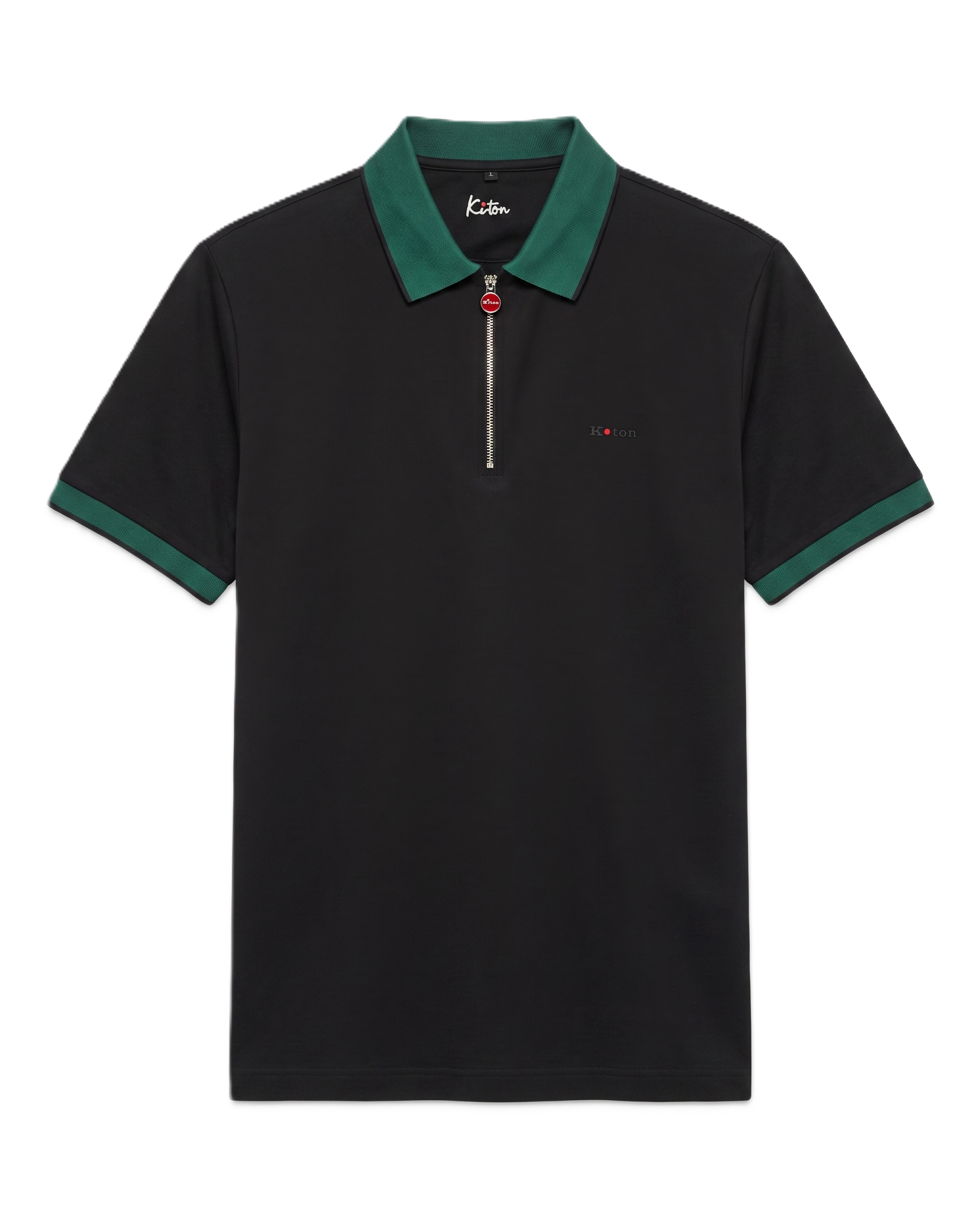 Kiton - Quarter-Zip Polo T-Shirt - Black