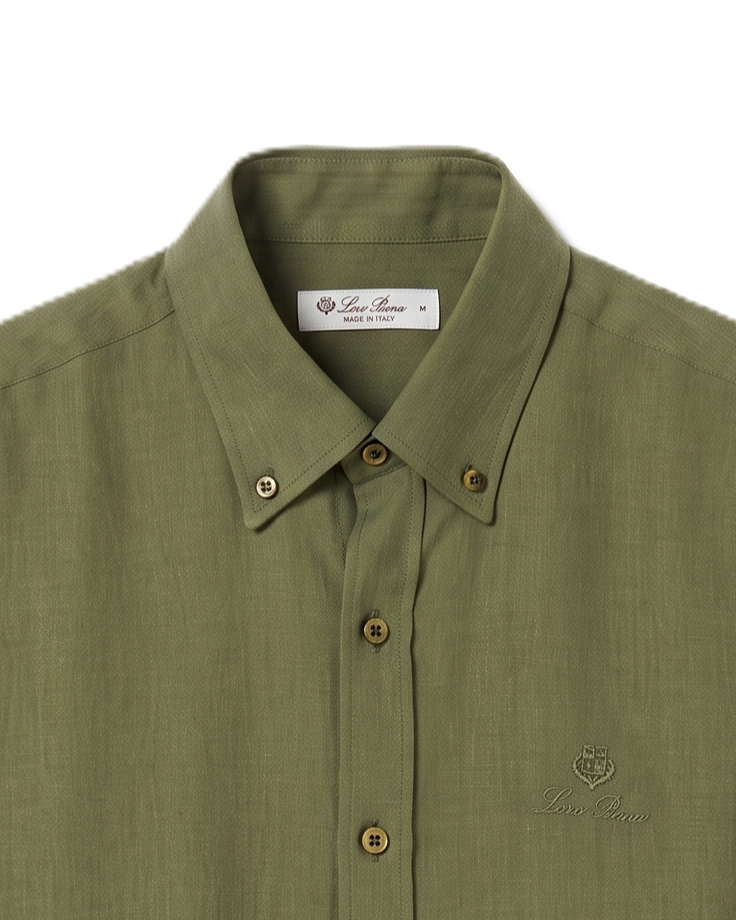 Loro Piana - Long-Sleeve Linen Shirt - Olive Green
