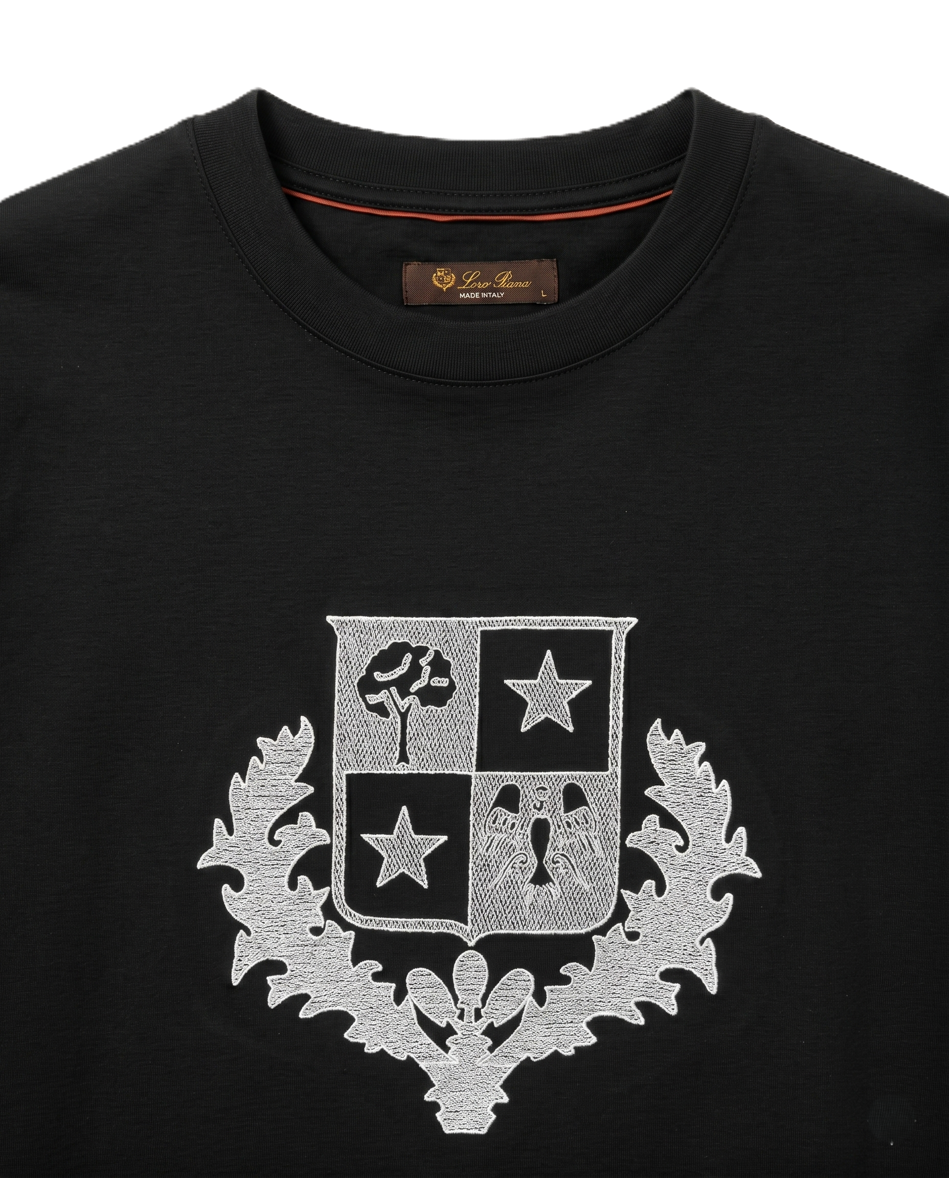 Loro Piana - Crest Embroidered Cotton T-Shirt - Black