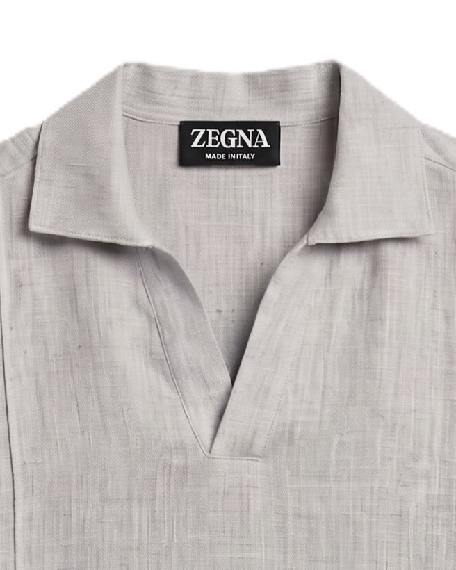 Zegna - Premium Linen Polo - Grey