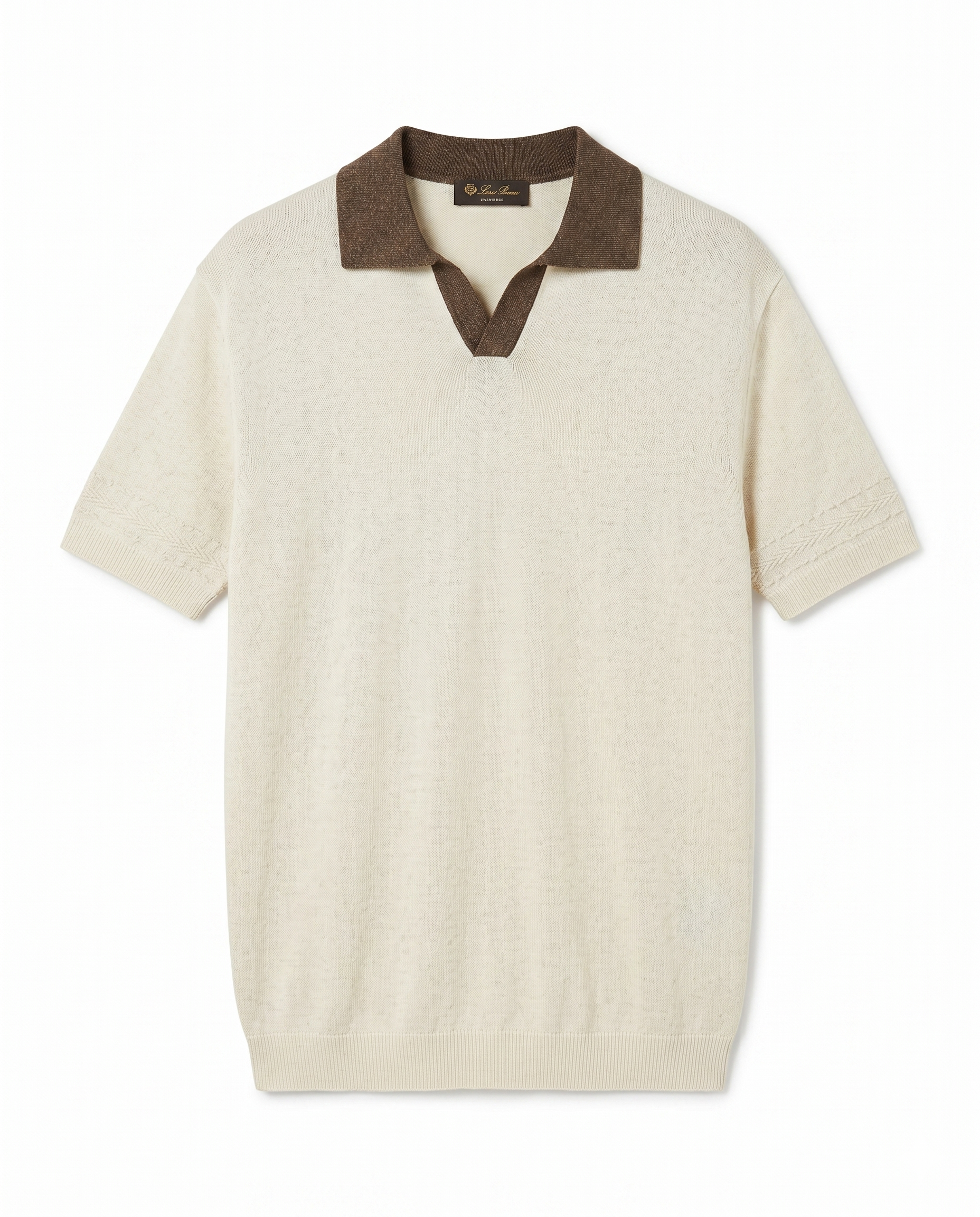 Loro Piana - Contrasting Collar Fine Knit Polo Shirt - Beige
