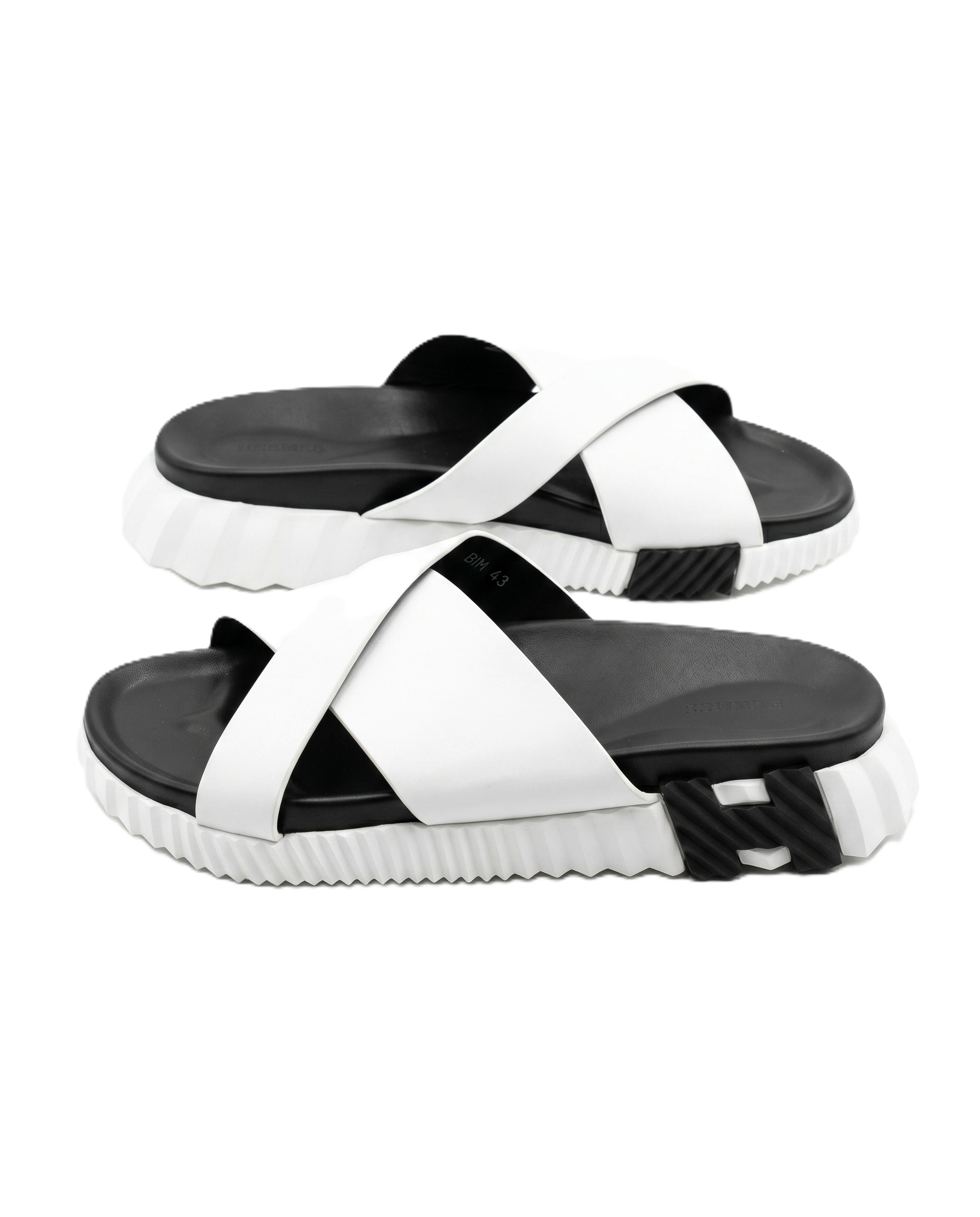 Herm?s - White Leather Cross-Strap Chunky Sandals