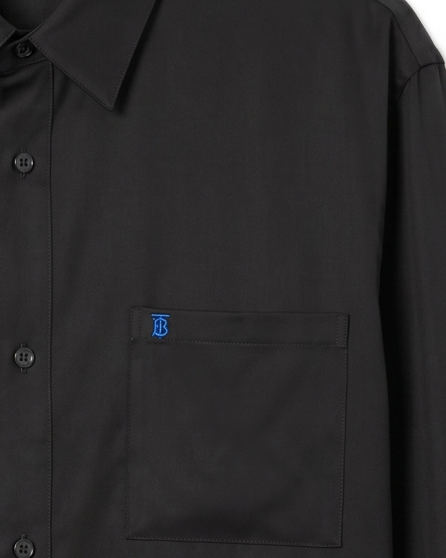 Burberry - Black Long Sleeve Shirt w/ Blue Cuffs