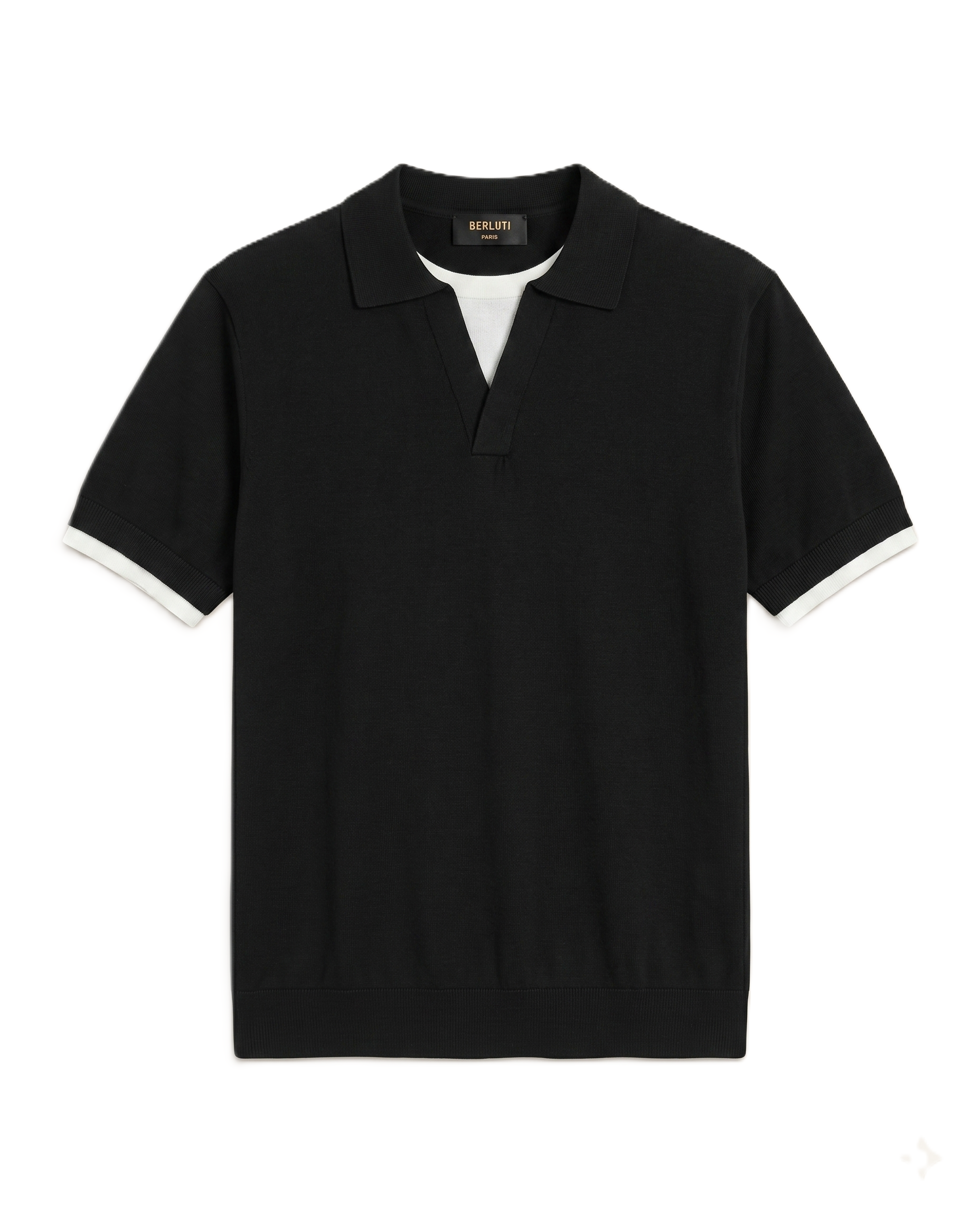 Berluti - Layered-Look Knitted V-Neck Polo, Black