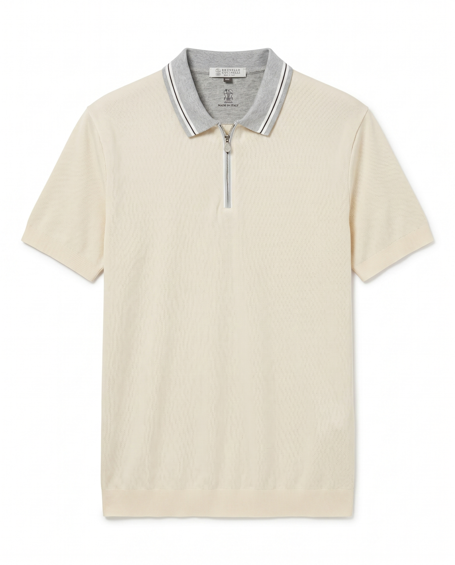 Brunello Cucinelli - Knit Quarter-Zip Polo - Beige