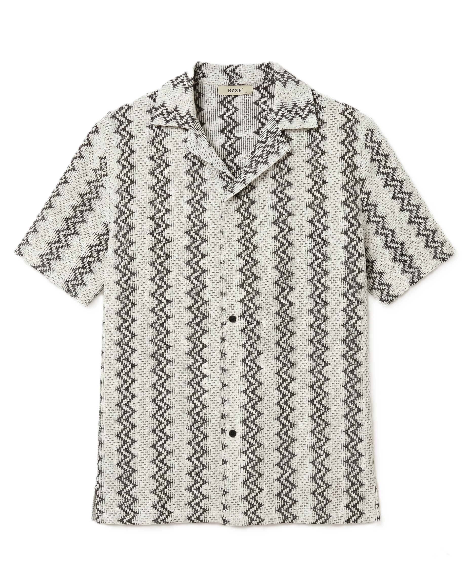 Bzze - Textured Knit Shirt - Black & Cream