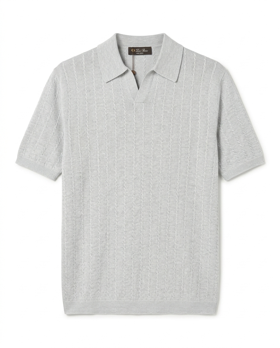 Loro Piana - Light Grey Knit Polo