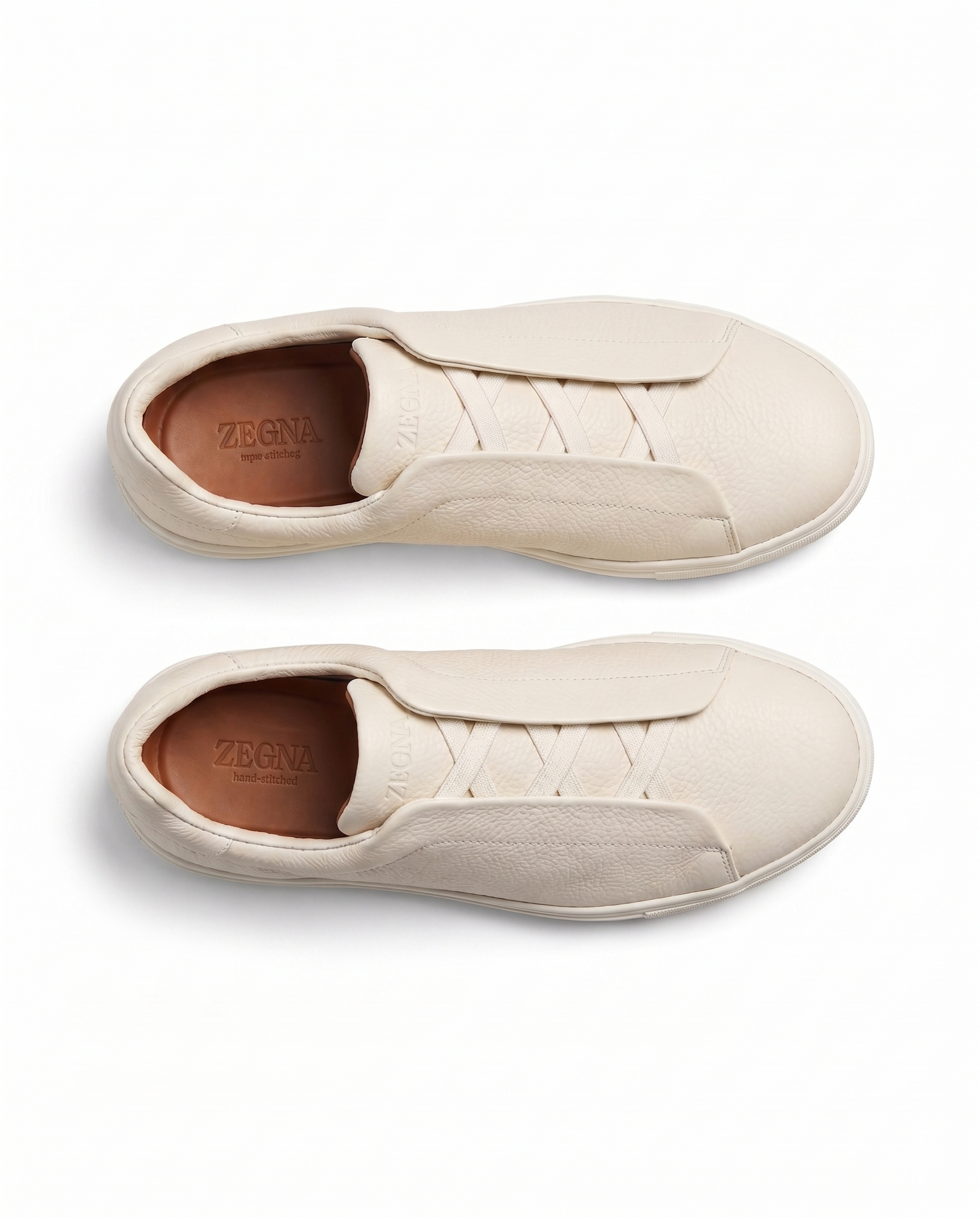 Zegna - Off-White Leather Low-Top Sneakers