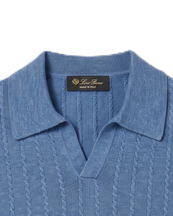 Loro Piana - Knit Short Sleeve Polo in Light Blue