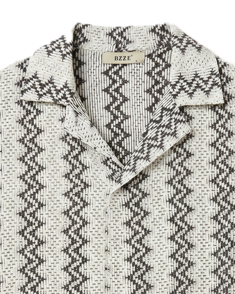 Bzze - Textured Knit Shirt - Black & Cream