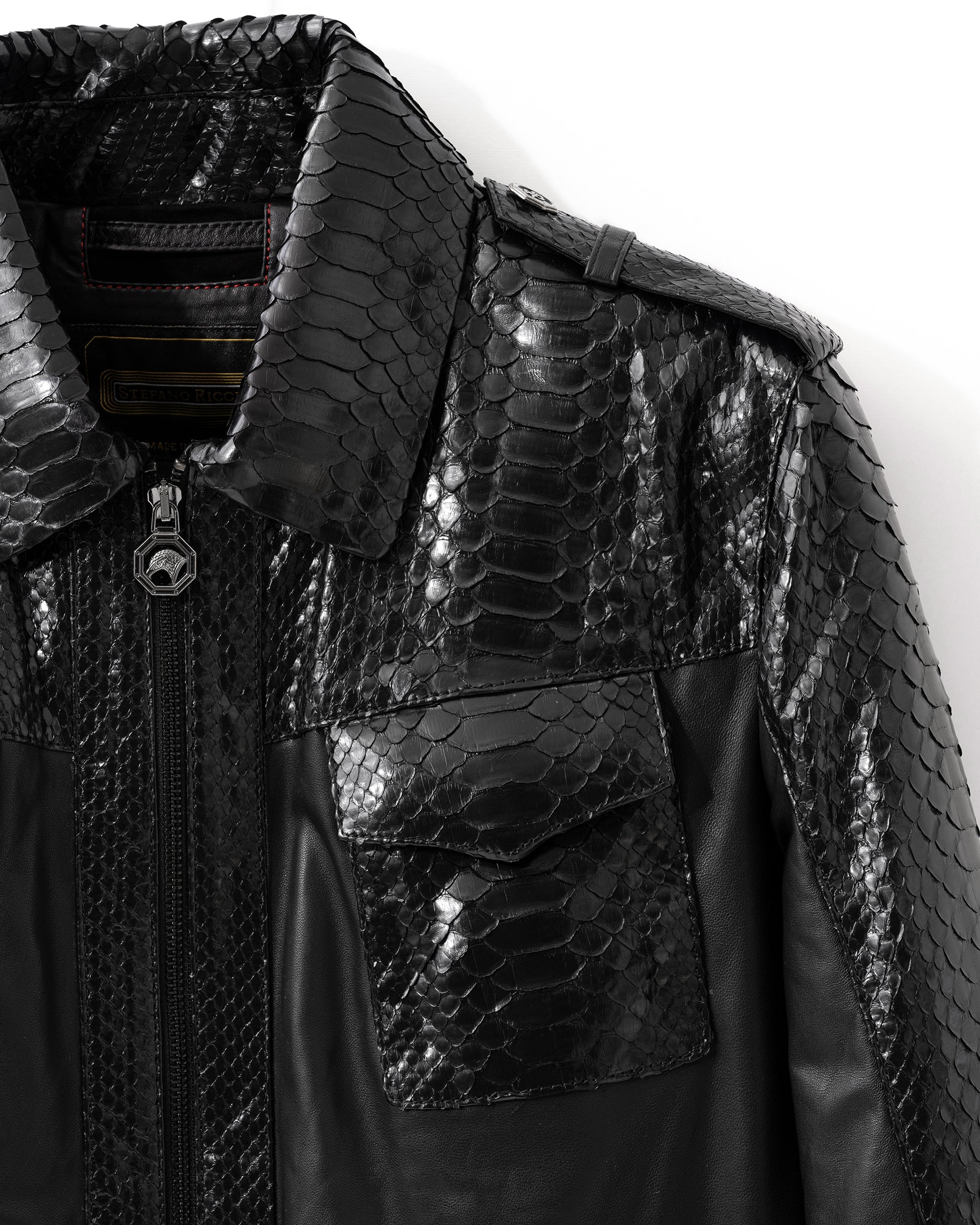 Stefano Ricci Jacket Full-Grain Leather Combination with python Leather