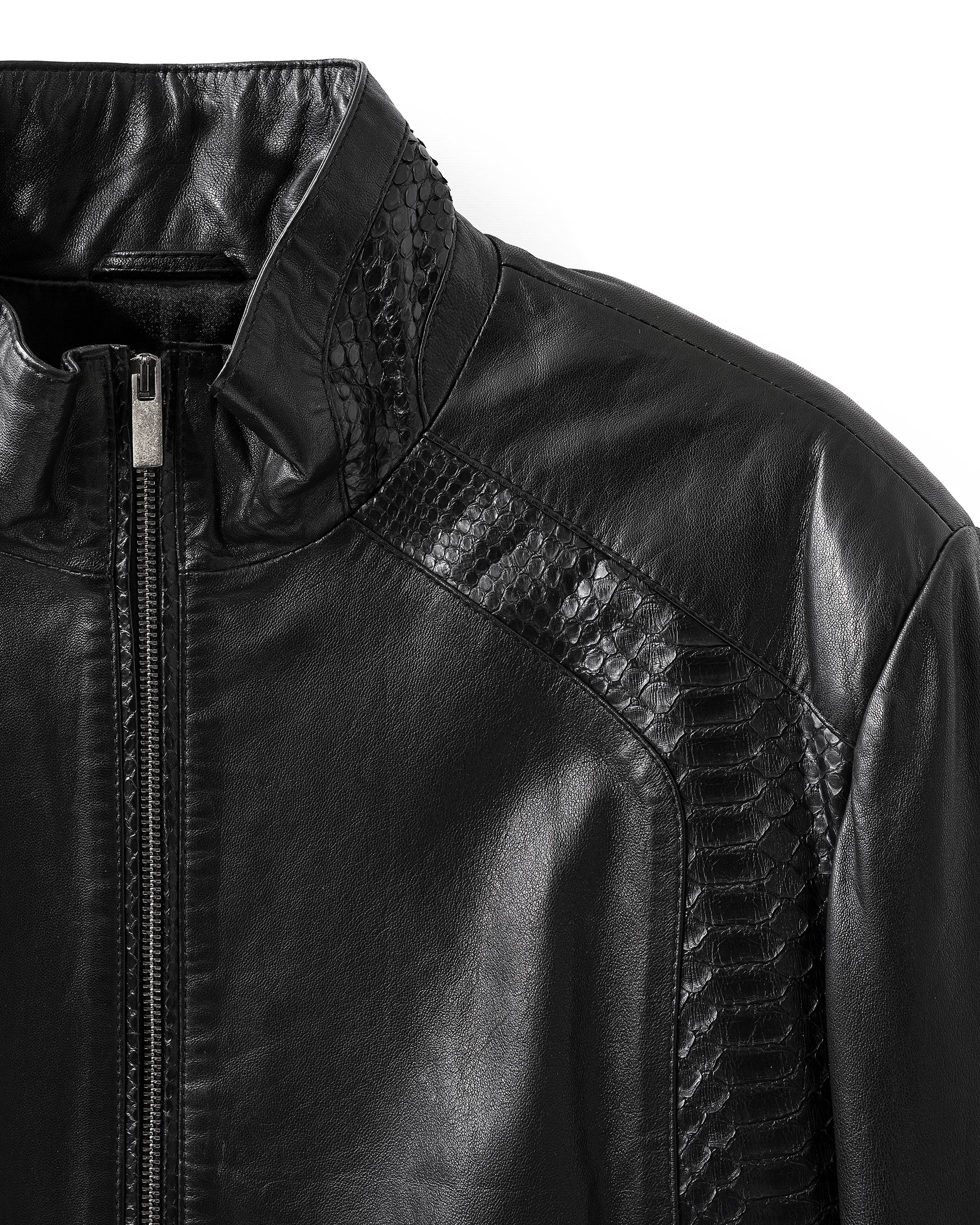 Stefano Ricci Jacket Full-Grain Leather Combination with python Leather