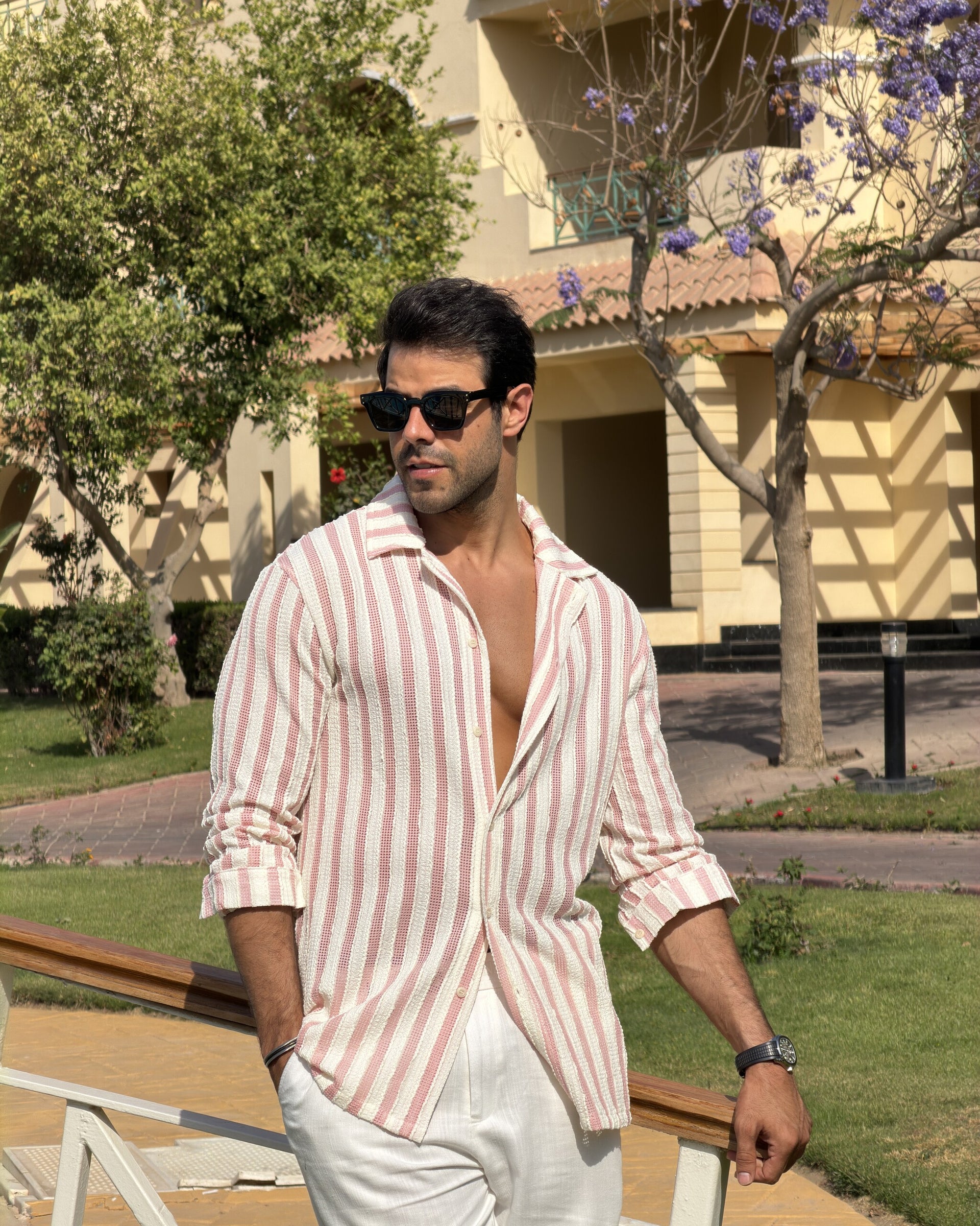 Bzze - Striped Shirt - Pink & Cream