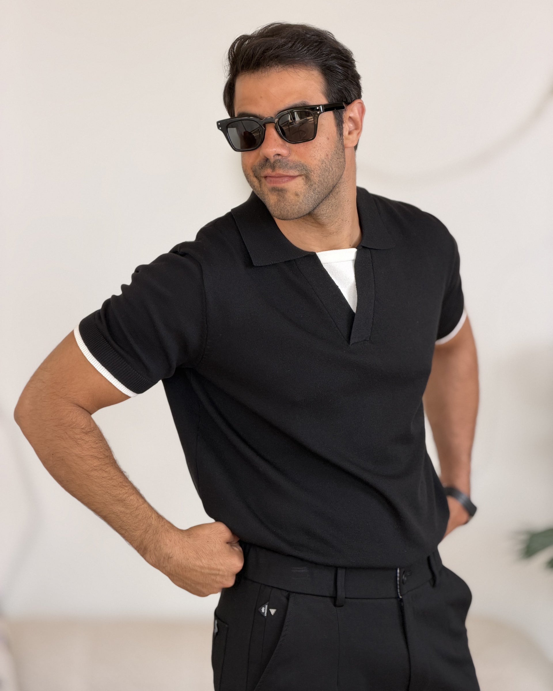 Berluti - Layered-Look Knitted V-Neck Polo, Black
