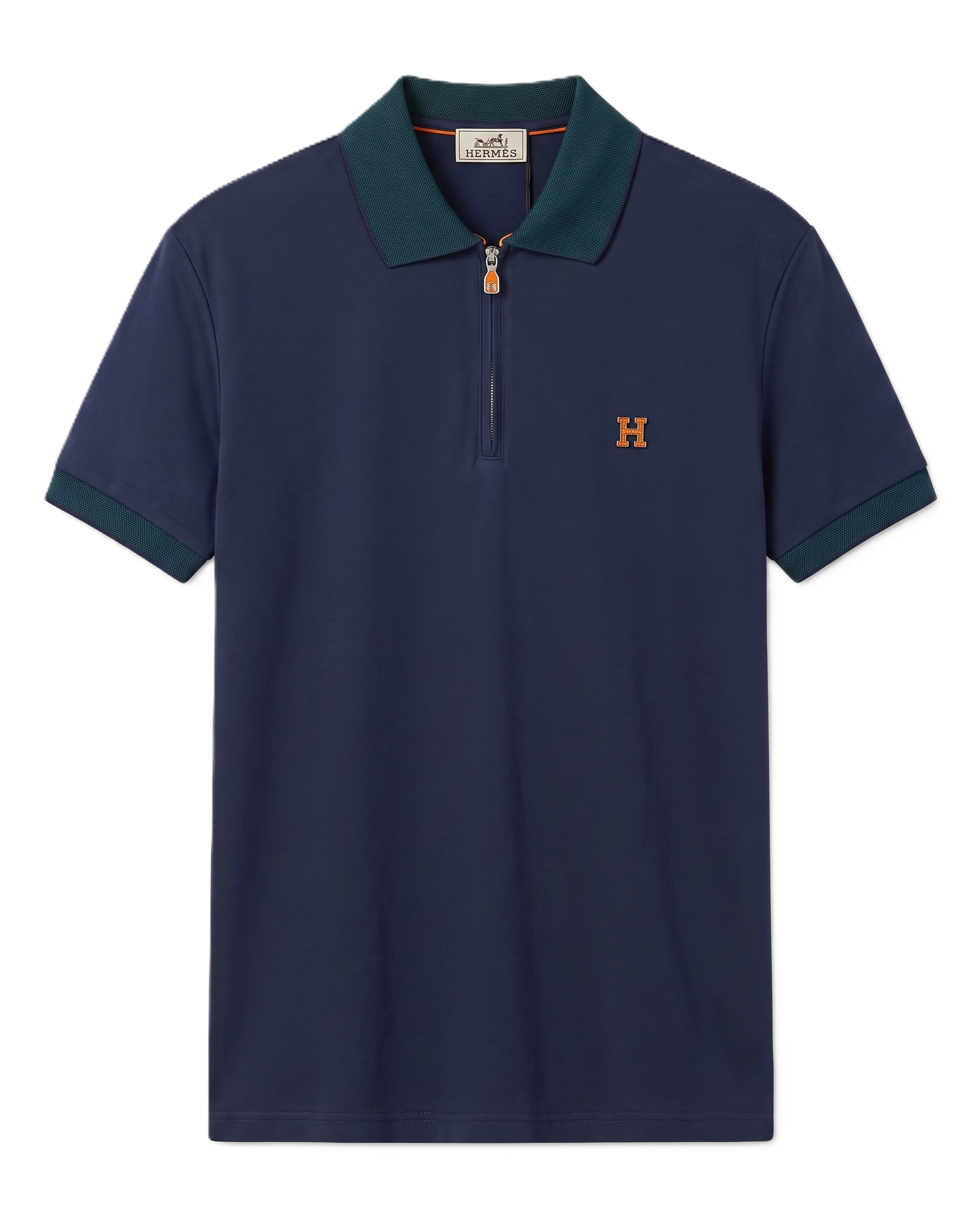 Hermès - Half-Zip Polo T-Shirt - Navy