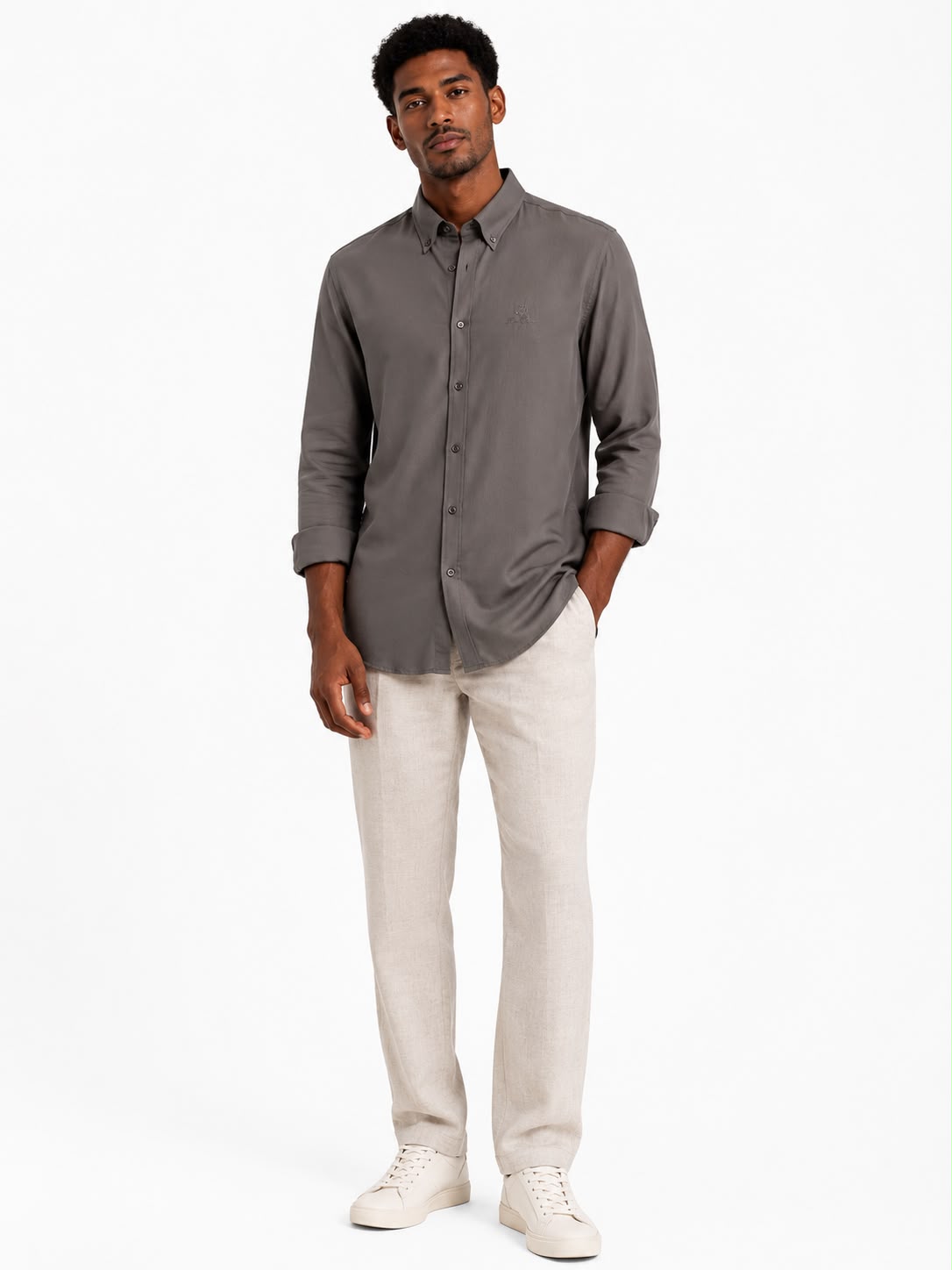 Loro Piana - Long-Sleeve Linen Shirt - Gray