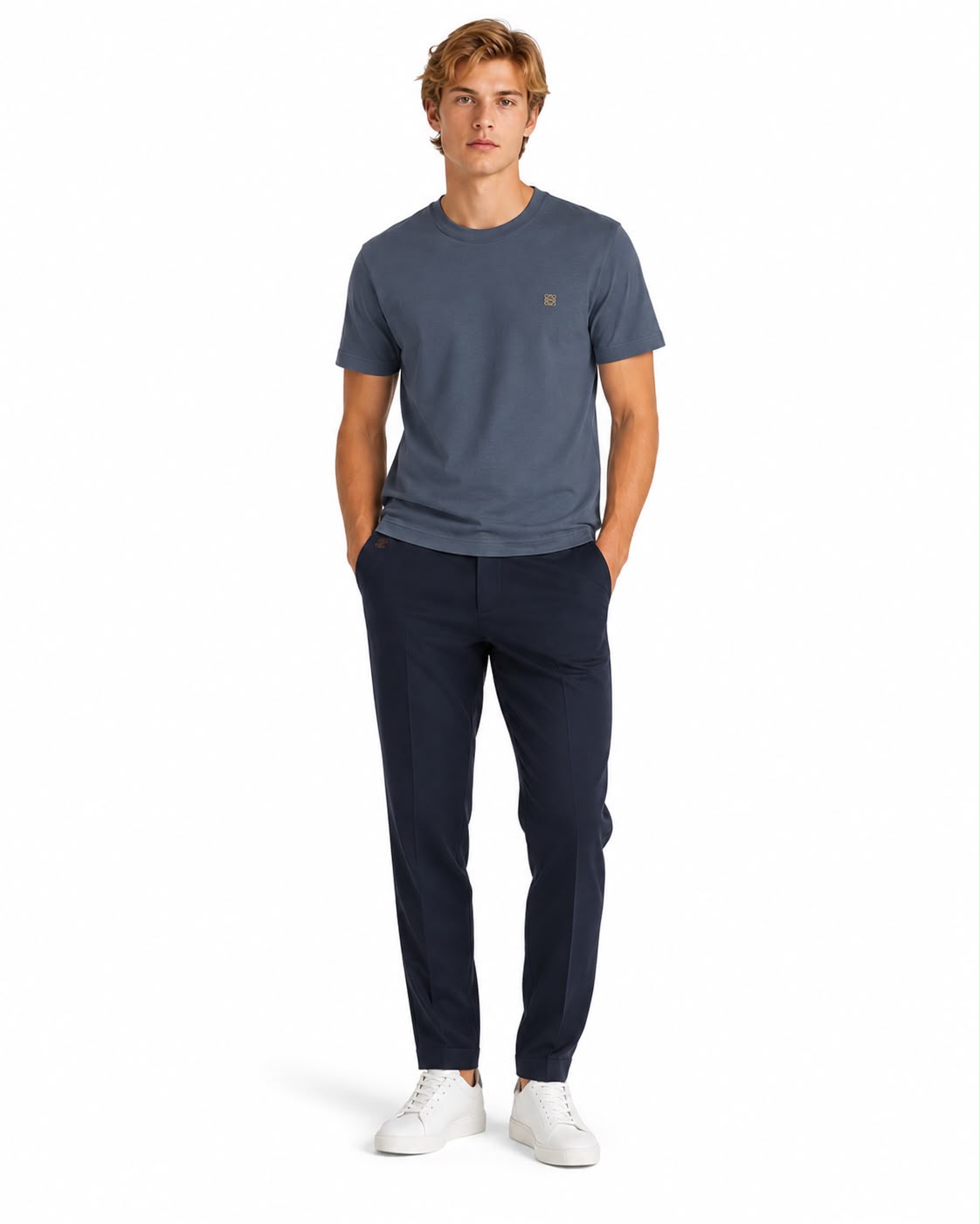 Loewe - Silver Logo T-Shirt - Navy