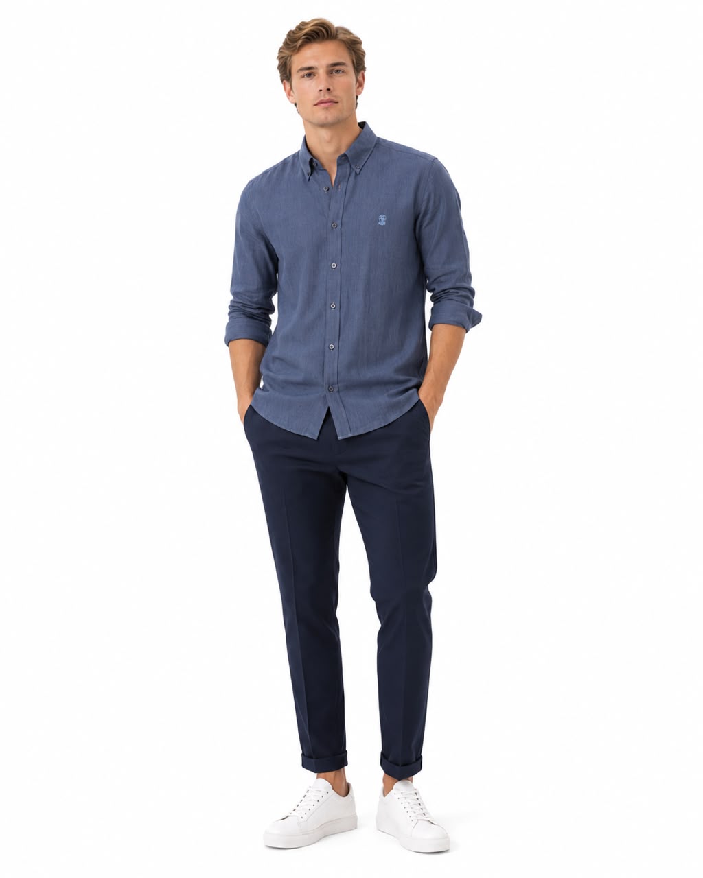 Brunello Cucinelli - Long-Sleeve Shirt - Navy Blue