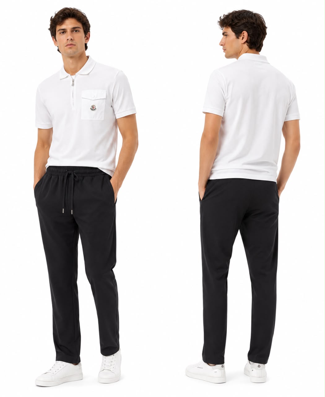 Moncler - Quarter-Zip Polo T-Shirt - White