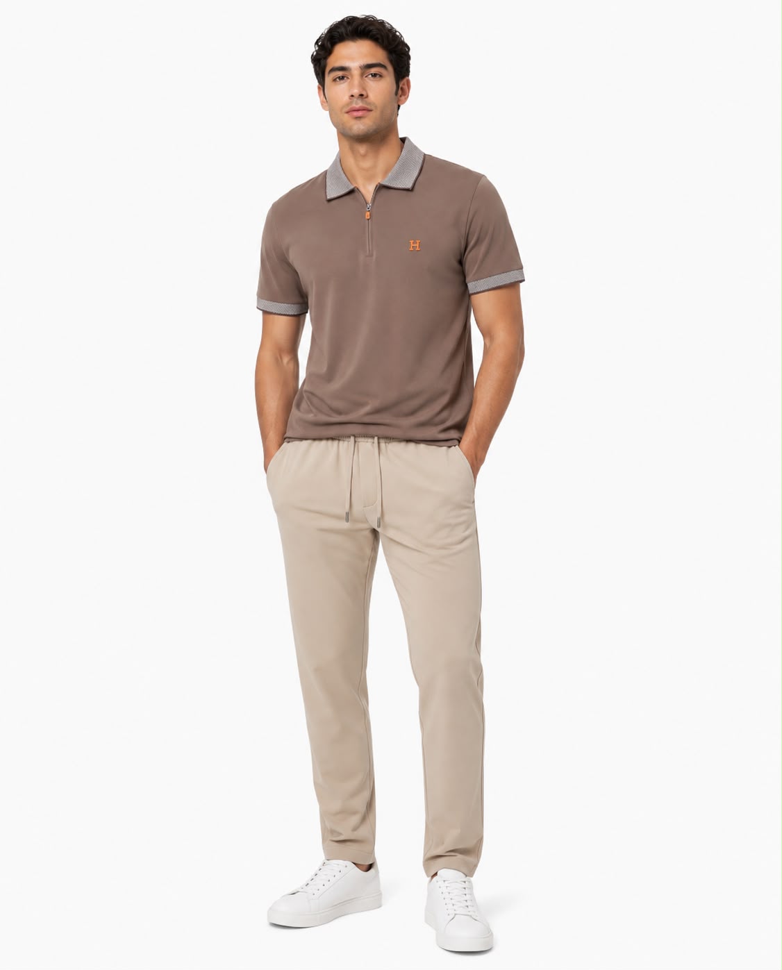 Hermès - Half-Zip Polo T-Shirt - Brown