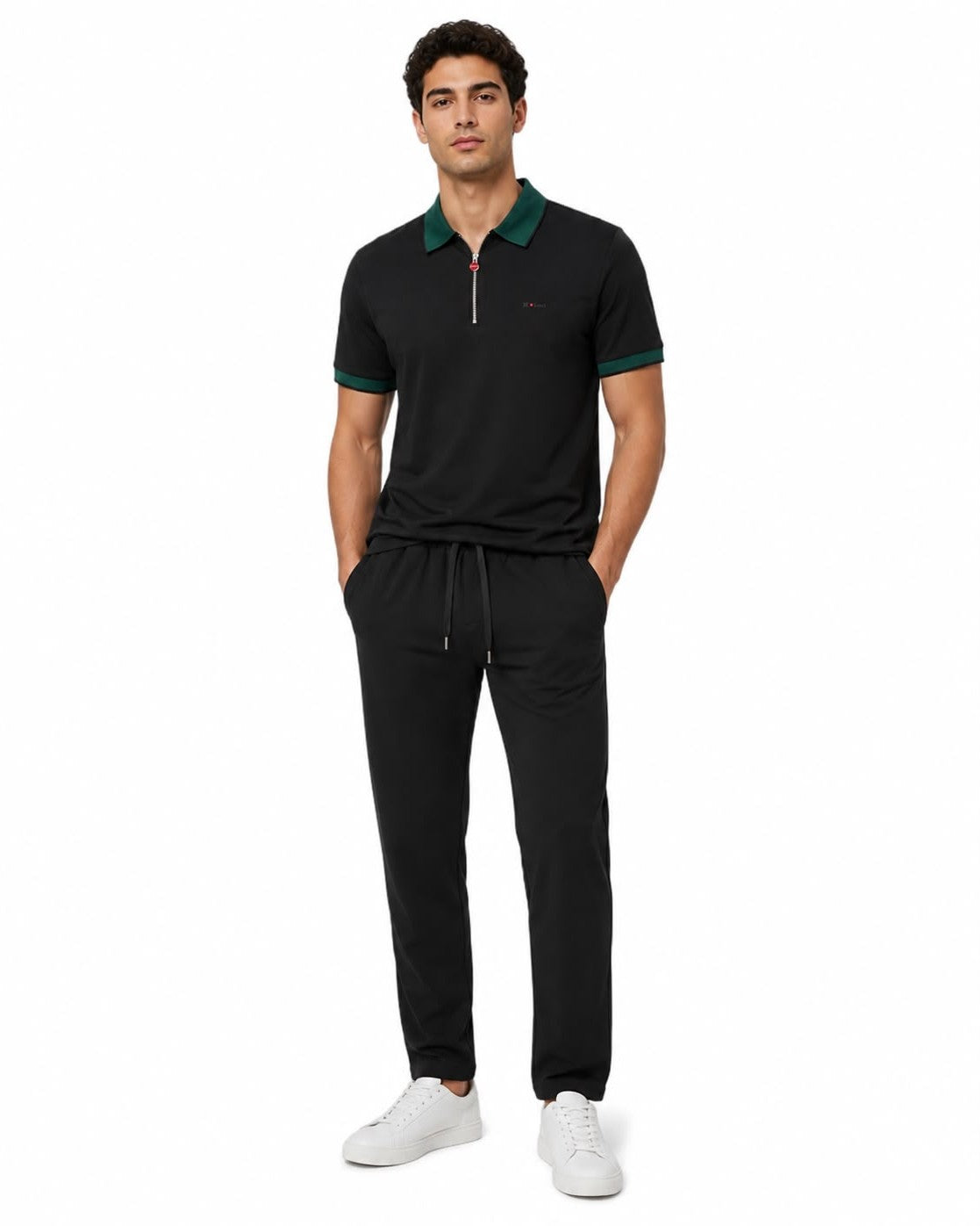 Kiton - Quarter-Zip Polo T-Shirt - Black
