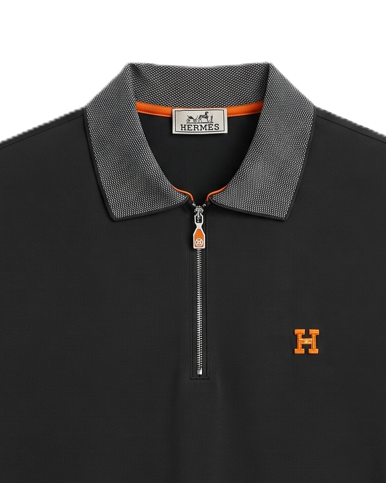 Hermès - Half-Zip Polo T-Shirt - Black