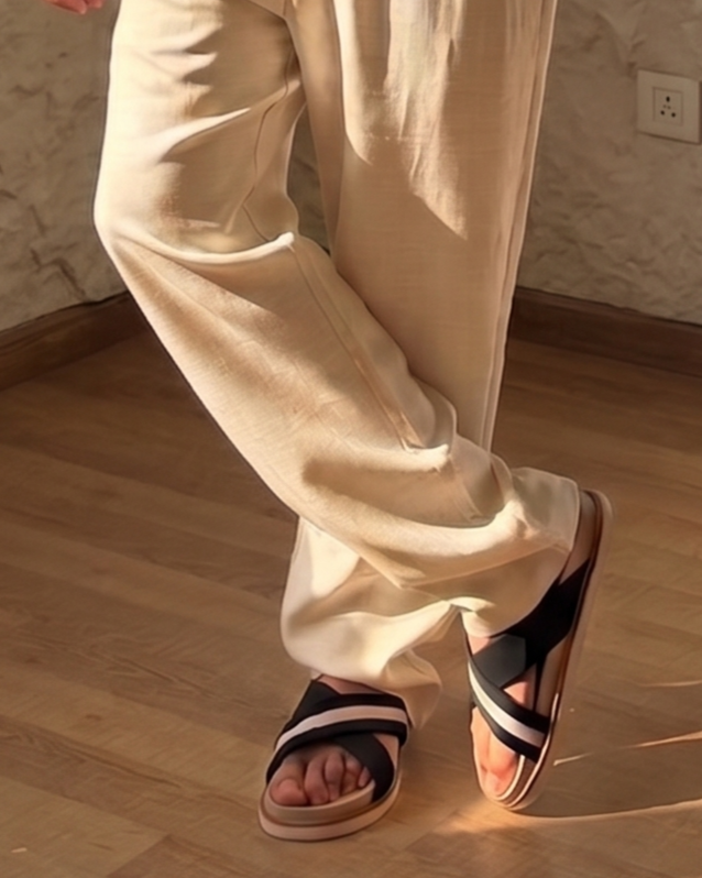 Bally - Black and White Stripe Criss-Cross Sandals